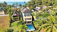 A drone shot of this 3-story villa