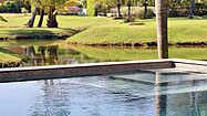 Views across the pool and golf course