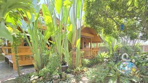 Looking at a massive wood guest-house